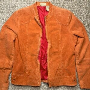 Ruff Hewn Vtg retro 70s burnt orange suede leather zip up motorcycle jacket Lrg
